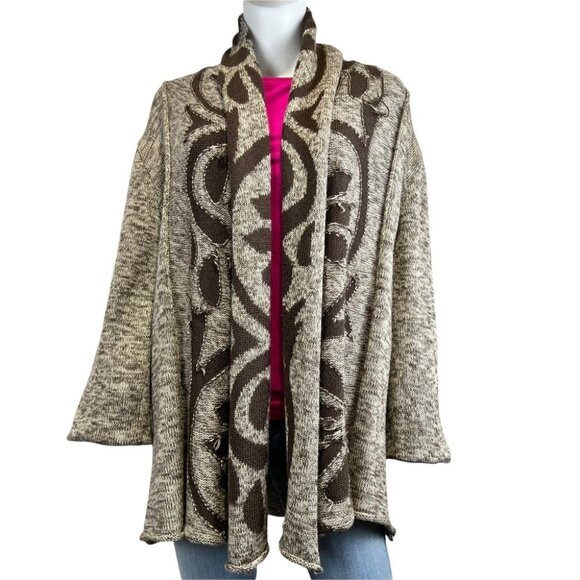 ETERNAL SUNSHINE CREATIONS Boho Print Wool Blend Open Cardigan P - Picture 1 of 11